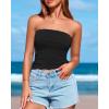 imageBTFBM Womens Strapless Tube Tops Summer Spring Clothes 2025 Trendy Casual Ruched Stretchy Going Out Bodycon Bandeau TopBlack