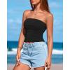 imageBTFBM Womens Strapless Tube Tops Summer Spring Clothes 2025 Trendy Casual Ruched Stretchy Going Out Bodycon Bandeau TopBlack