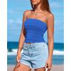 imageBTFBM Womens Strapless Tube Tops Summer Spring Clothes 2025 Trendy Casual Ruched Stretchy Going Out Bodycon Bandeau TopBlue
