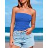 imageBTFBM Womens Strapless Tube Tops Summer Spring Clothes 2025 Trendy Casual Ruched Stretchy Going Out Bodycon Bandeau TopBlue