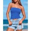 imageBTFBM Womens Strapless Tube Tops Summer Spring Clothes 2025 Trendy Casual Ruched Stretchy Going Out Bodycon Bandeau TopBlue