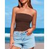 imageBTFBM Womens Strapless Tube Tops Summer Spring Clothes 2025 Trendy Casual Ruched Stretchy Going Out Bodycon Bandeau TopCoffee