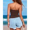 imageBTFBM Womens Strapless Tube Tops Summer Spring Clothes 2025 Trendy Casual Ruched Stretchy Going Out Bodycon Bandeau TopCoffee