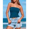 imageBTFBM Womens Strapless Tube Tops Summer Spring Clothes 2025 Trendy Casual Ruched Stretchy Going Out Bodycon Bandeau TopDark Blue
