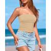 imageBTFBM Womens Strapless Tube Tops Summer Spring Clothes 2025 Trendy Casual Ruched Stretchy Going Out Bodycon Bandeau TopKhaki