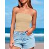imageBTFBM Womens Strapless Tube Tops Summer Spring Clothes 2025 Trendy Casual Ruched Stretchy Going Out Bodycon Bandeau TopKhaki