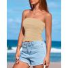 imageBTFBM Womens Strapless Tube Tops Summer Spring Clothes 2025 Trendy Casual Ruched Stretchy Going Out Bodycon Bandeau TopKhaki