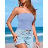 imageBTFBM Womens Strapless Tube Tops Summer Spring Clothes 2025 Trendy Casual Ruched Stretchy Going Out Bodycon Bandeau TopLight Blue
