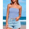 imageBTFBM Womens Strapless Tube Tops Summer Spring Clothes 2025 Trendy Casual Ruched Stretchy Going Out Bodycon Bandeau TopLight Blue