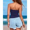 imageBTFBM Womens Strapless Tube Tops Summer Spring Clothes 2025 Trendy Casual Ruched Stretchy Going Out Bodycon Bandeau TopNavy