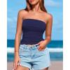 imageBTFBM Womens Strapless Tube Tops Summer Spring Clothes 2025 Trendy Casual Ruched Stretchy Going Out Bodycon Bandeau TopNavy