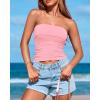 imageBTFBM Womens Strapless Tube Tops Summer Spring Clothes 2025 Trendy Casual Ruched Stretchy Going Out Bodycon Bandeau TopPink