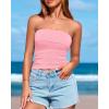 imageBTFBM Womens Strapless Tube Tops Summer Spring Clothes 2025 Trendy Casual Ruched Stretchy Going Out Bodycon Bandeau TopPink