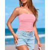 imageBTFBM Womens Strapless Tube Tops Summer Spring Clothes 2025 Trendy Casual Ruched Stretchy Going Out Bodycon Bandeau TopPink