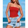 imageBTFBM Womens Strapless Tube Tops Summer Spring Clothes 2025 Trendy Casual Ruched Stretchy Going Out Bodycon Bandeau TopRed