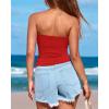 imageBTFBM Womens Strapless Tube Tops Summer Spring Clothes 2025 Trendy Casual Ruched Stretchy Going Out Bodycon Bandeau TopRed