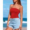 imageBTFBM Womens Strapless Tube Tops Summer Spring Clothes 2025 Trendy Casual Ruched Stretchy Going Out Bodycon Bandeau TopRed