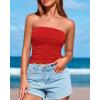 imageBTFBM Womens Strapless Tube Tops Summer Spring Clothes 2025 Trendy Casual Ruched Stretchy Going Out Bodycon Bandeau TopRed