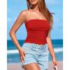 imageBTFBM Womens Strapless Tube Tops Summer Spring Clothes 2025 Trendy Casual Ruched Stretchy Going Out Bodycon Bandeau TopRed