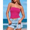 imageBTFBM Womens Strapless Tube Tops Summer Spring Clothes 2025 Trendy Casual Ruched Stretchy Going Out Bodycon Bandeau TopRose Red