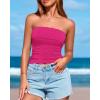 imageBTFBM Womens Strapless Tube Tops Summer Spring Clothes 2025 Trendy Casual Ruched Stretchy Going Out Bodycon Bandeau TopRose Red