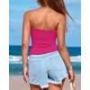 imageBTFBM Womens Strapless Tube Tops Summer Spring Clothes 2025 Trendy Casual Ruched Stretchy Going Out Bodycon Bandeau TopRose Red