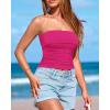 imageBTFBM Womens Strapless Tube Tops Summer Spring Clothes 2025 Trendy Casual Ruched Stretchy Going Out Bodycon Bandeau TopRose Red