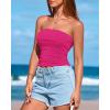 imageBTFBM Womens Strapless Tube Tops Summer Spring Clothes 2025 Trendy Casual Ruched Stretchy Going Out Bodycon Bandeau TopRose Red