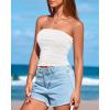 imageBTFBM Womens Strapless Tube Tops Summer Spring Clothes 2025 Trendy Casual Ruched Stretchy Going Out Bodycon Bandeau TopWhite