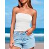 imageBTFBM Womens Strapless Tube Tops Summer Spring Clothes 2025 Trendy Casual Ruched Stretchy Going Out Bodycon Bandeau TopWhite