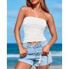 imageBTFBM Womens Strapless Tube Tops Summer Spring Clothes 2025 Trendy Casual Ruched Stretchy Going Out Bodycon Bandeau TopWhite