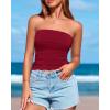 imageBTFBM Womens Strapless Tube Tops Summer Spring Clothes 2025 Trendy Casual Ruched Stretchy Going Out Bodycon Bandeau TopWine Red