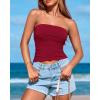 imageBTFBM Womens Strapless Tube Tops Summer Spring Clothes 2025 Trendy Casual Ruched Stretchy Going Out Bodycon Bandeau TopWine Red