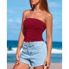 imageBTFBM Womens Strapless Tube Tops Summer Spring Clothes 2025 Trendy Casual Ruched Stretchy Going Out Bodycon Bandeau TopWine Red