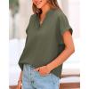 imageBTFBM Womens Summer Tops 2025 V Neck Short Sleeve Tshirt Loose Flowy Tunics Solid Color Dressy Casual Blouse ShirtsArmy Green