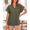 imageBTFBM Womens Summer Tops 2025 V Neck Short Sleeve Tshirt Loose Flowy Tunics Solid Color Dressy Casual Blouse ShirtsArmy Green