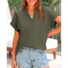 imageBTFBM Womens Summer Tops 2025 V Neck Short Sleeve Tshirt Loose Flowy Tunics Solid Color Dressy Casual Blouse ShirtsArmy Green
