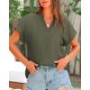 imageBTFBM Womens Summer Tops 2025 V Neck Short Sleeve Tshirt Loose Flowy Tunics Solid Color Dressy Casual Blouse ShirtsArmy Green