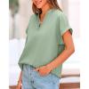 imageBTFBM Womens Summer Tops 2025 V Neck Short Sleeve Tshirt Loose Flowy Tunics Solid Color Dressy Casual Blouse ShirtsBean Green
