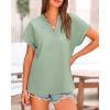 imageBTFBM Womens Summer Tops 2025 V Neck Short Sleeve Tshirt Loose Flowy Tunics Solid Color Dressy Casual Blouse ShirtsBean Green