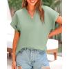 imageBTFBM Womens Summer Tops 2025 V Neck Short Sleeve Tshirt Loose Flowy Tunics Solid Color Dressy Casual Blouse ShirtsBean Green