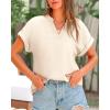 imageBTFBM Womens Summer Tops 2025 V Neck Short Sleeve Tshirt Loose Flowy Tunics Solid Color Dressy Casual Blouse ShirtsBeige