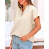 imageBTFBM Womens Summer Tops 2025 V Neck Short Sleeve Tshirt Loose Flowy Tunics Solid Color Dressy Casual Blouse ShirtsBeige
