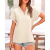 imageBTFBM Womens Summer Tops 2025 V Neck Short Sleeve Tshirt Loose Flowy Tunics Solid Color Dressy Casual Blouse ShirtsBeige