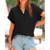 imageBTFBM Womens Summer Tops 2025 V Neck Short Sleeve Tshirt Loose Flowy Tunics Solid Color Dressy Casual Blouse ShirtsBlack