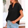 imageBTFBM Womens Summer Tops 2025 V Neck Short Sleeve Tshirt Loose Flowy Tunics Solid Color Dressy Casual Blouse ShirtsBlack