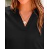 imageBTFBM Womens Summer Tops 2025 V Neck Short Sleeve Tshirt Loose Flowy Tunics Solid Color Dressy Casual Blouse ShirtsBlack