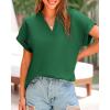 imageBTFBM Womens Summer Tops 2025 V Neck Short Sleeve Tshirt Loose Flowy Tunics Solid Color Dressy Casual Blouse ShirtsDark Green
