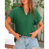 imageBTFBM Womens Summer Tops 2025 V Neck Short Sleeve Tshirt Loose Flowy Tunics Solid Color Dressy Casual Blouse ShirtsDark Green