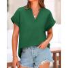 imageBTFBM Womens Summer Tops 2025 V Neck Short Sleeve Tshirt Loose Flowy Tunics Solid Color Dressy Casual Blouse ShirtsDark Green